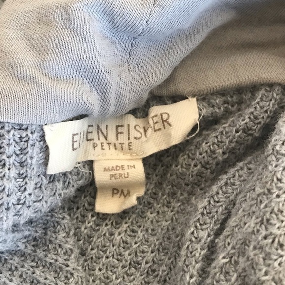 Eileen Fisher Gray Cowl Neck Waffle Knit Pullover Sweater Petite - Picture 7 of 10